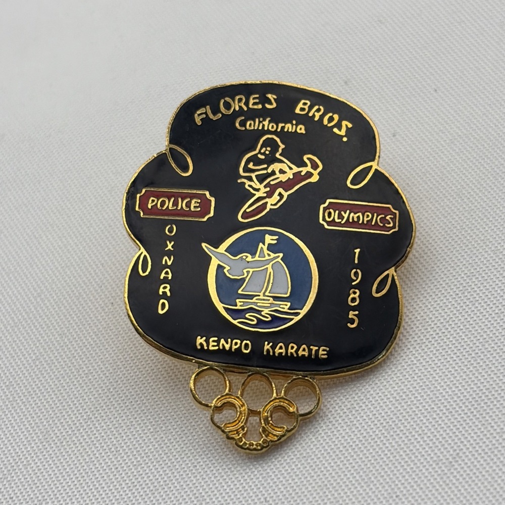 1985 Oxnard California Police Olympics Flores Bros. Kenpo Karate Lapel Hat Pin